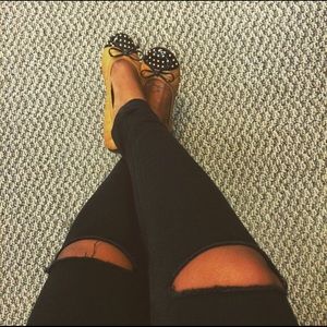 Tan and Black Faux Leather Quilted Flats with Bow